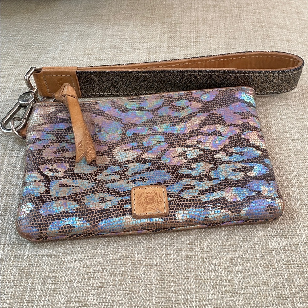 CONSUELA  Iridescent Animal Print Wristlet